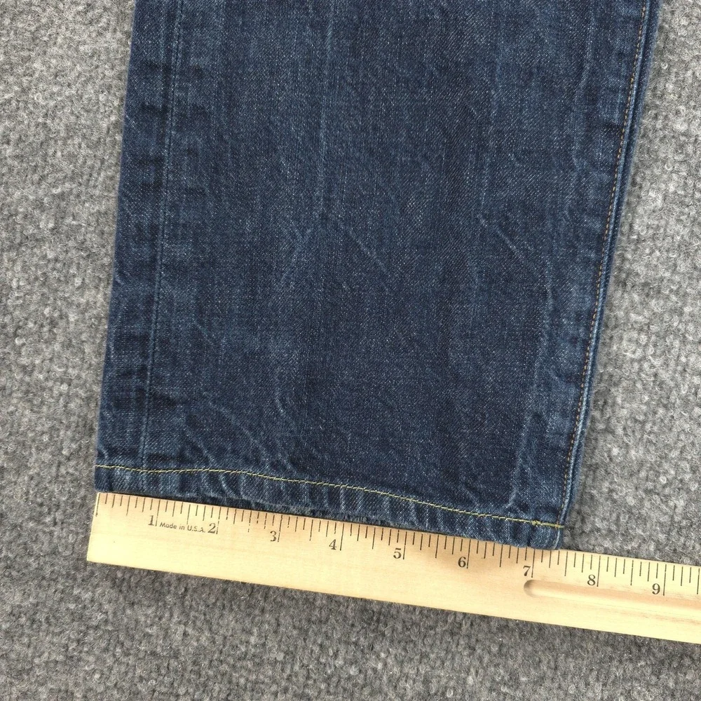Levis‎ Made & Crafted Jeans Mens 33x29 Blue Ruler Straight Button Fly Big E Logo